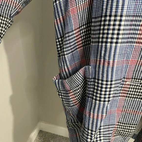 J. Jill Plaid Oversized Longline Cotton Blazer Red, White,‎ and Blue - Picture 5 of 12